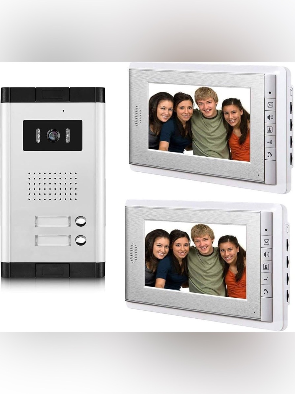 AMOCAM 2 Units Apartment Video Intercom System with Wired 7 Inch Monitor